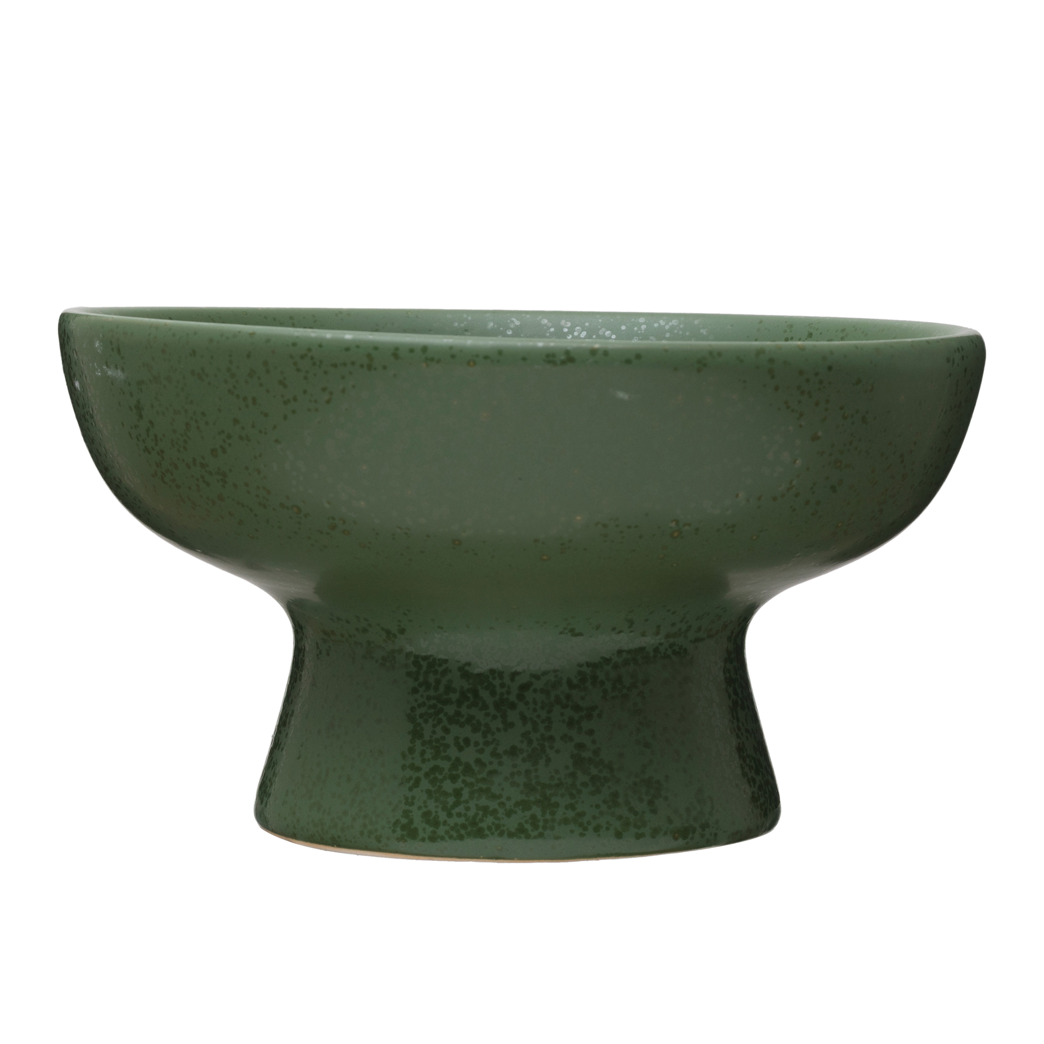  Stoneware Footed Bowl, Matte Green Reactive Glaze - Image 0