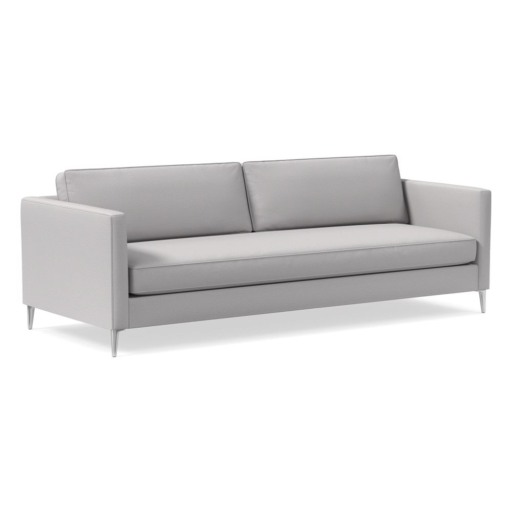 Harris Loft 96" Sofa, Chenille Tweed, Frost Gray, Polished Stainless Steel - Image 0