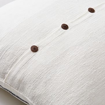 Cotton Silk Simple Stripe Pillow Cover, 24"x24", White - Image 3