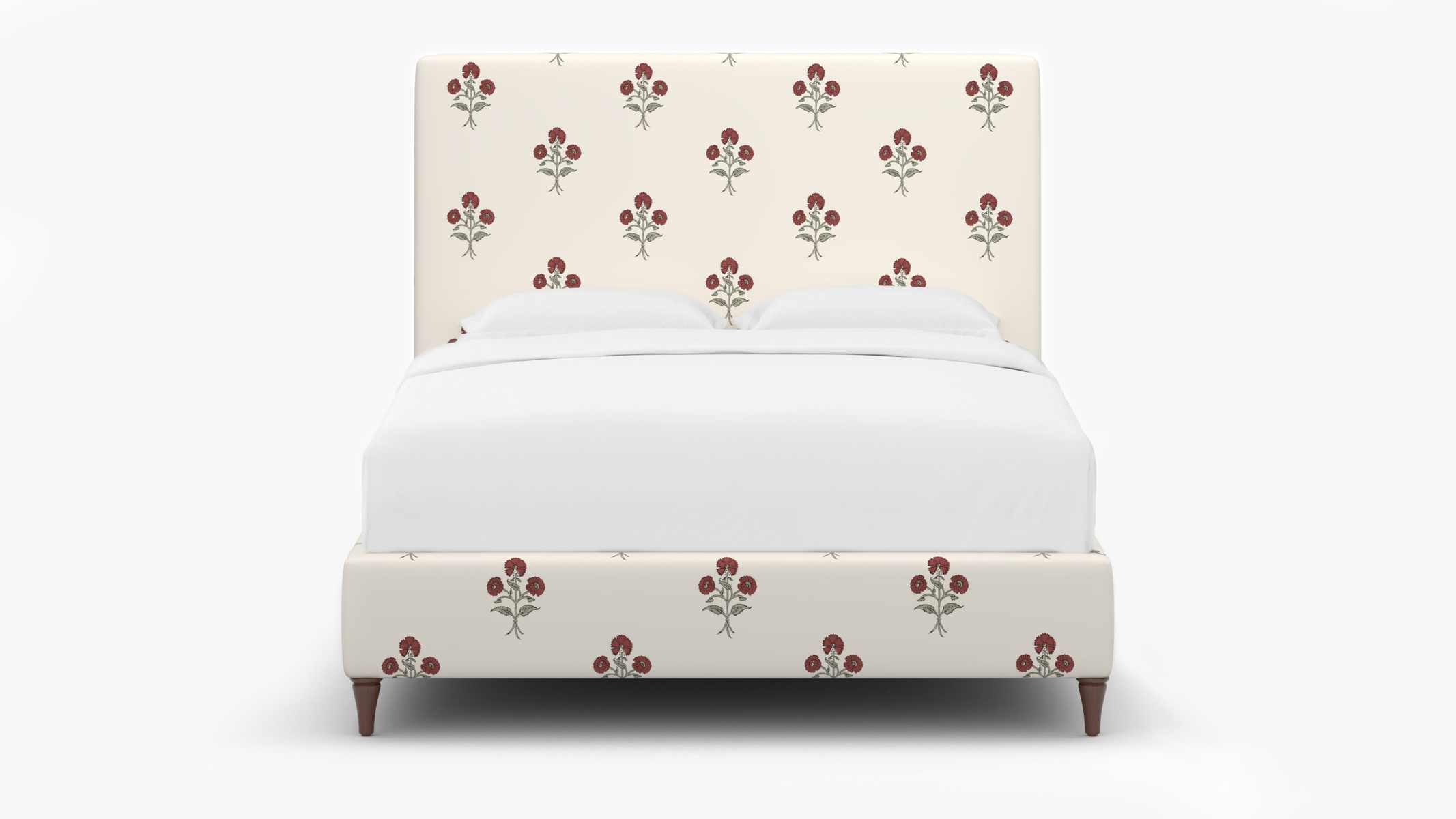 Classic Bed, Red Delphine, Walnut Decorative Tapered Leg, Full - Image 1