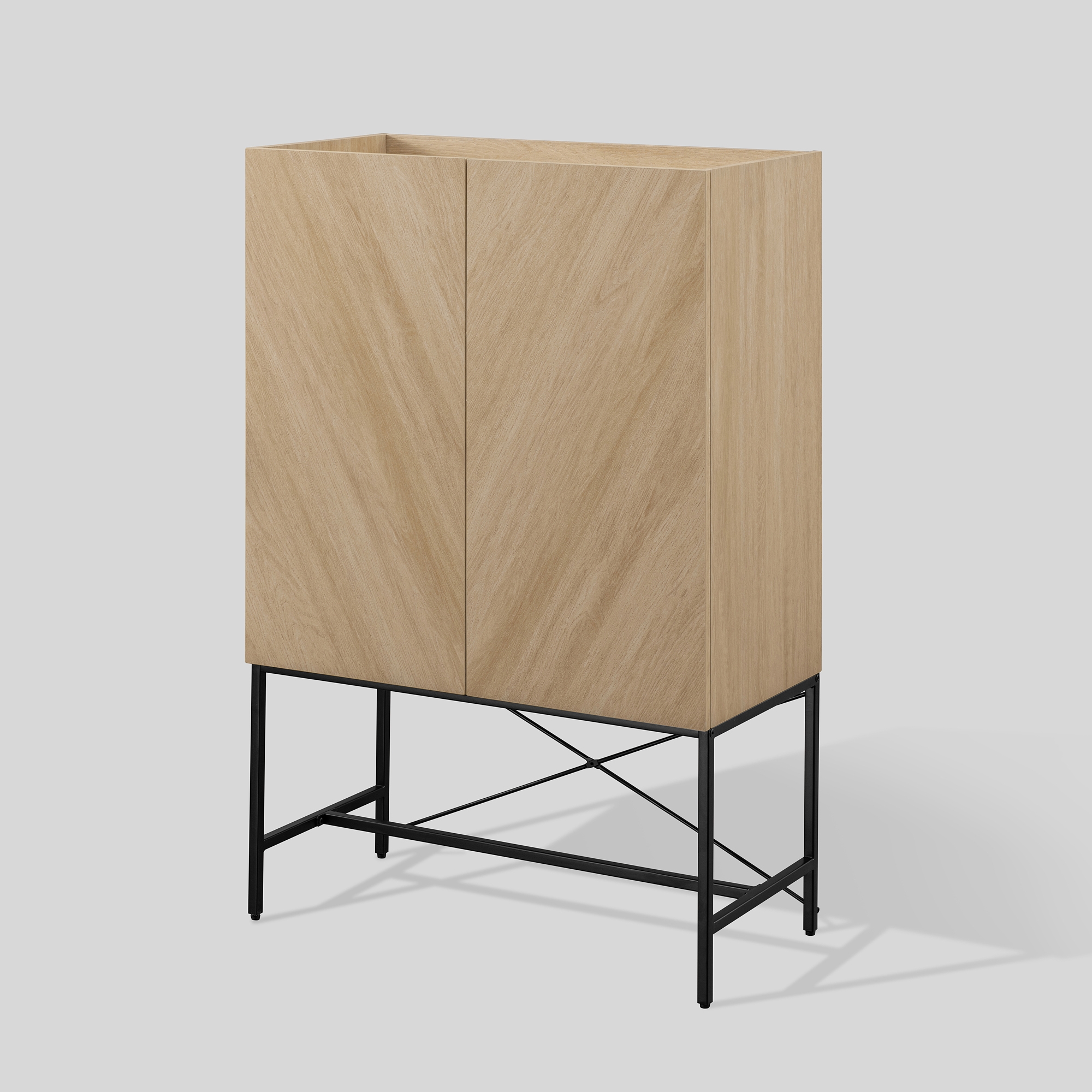 Contemporary 2-Door Accent Cabinet with Inset Top - Coastal Oak - Image 3