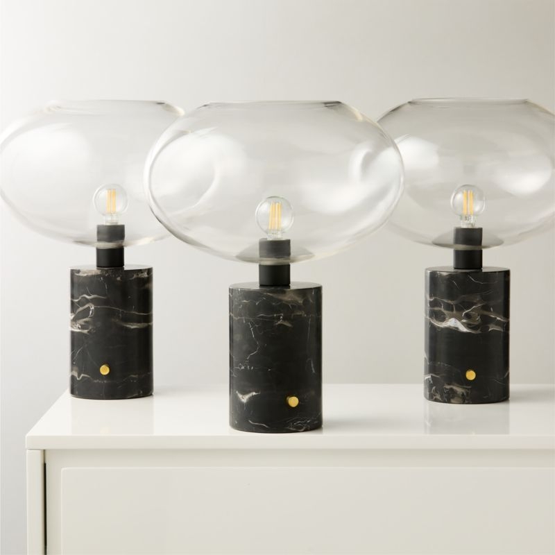 Polo Black Marble Table Lamp with Glass Shade - Image 5
