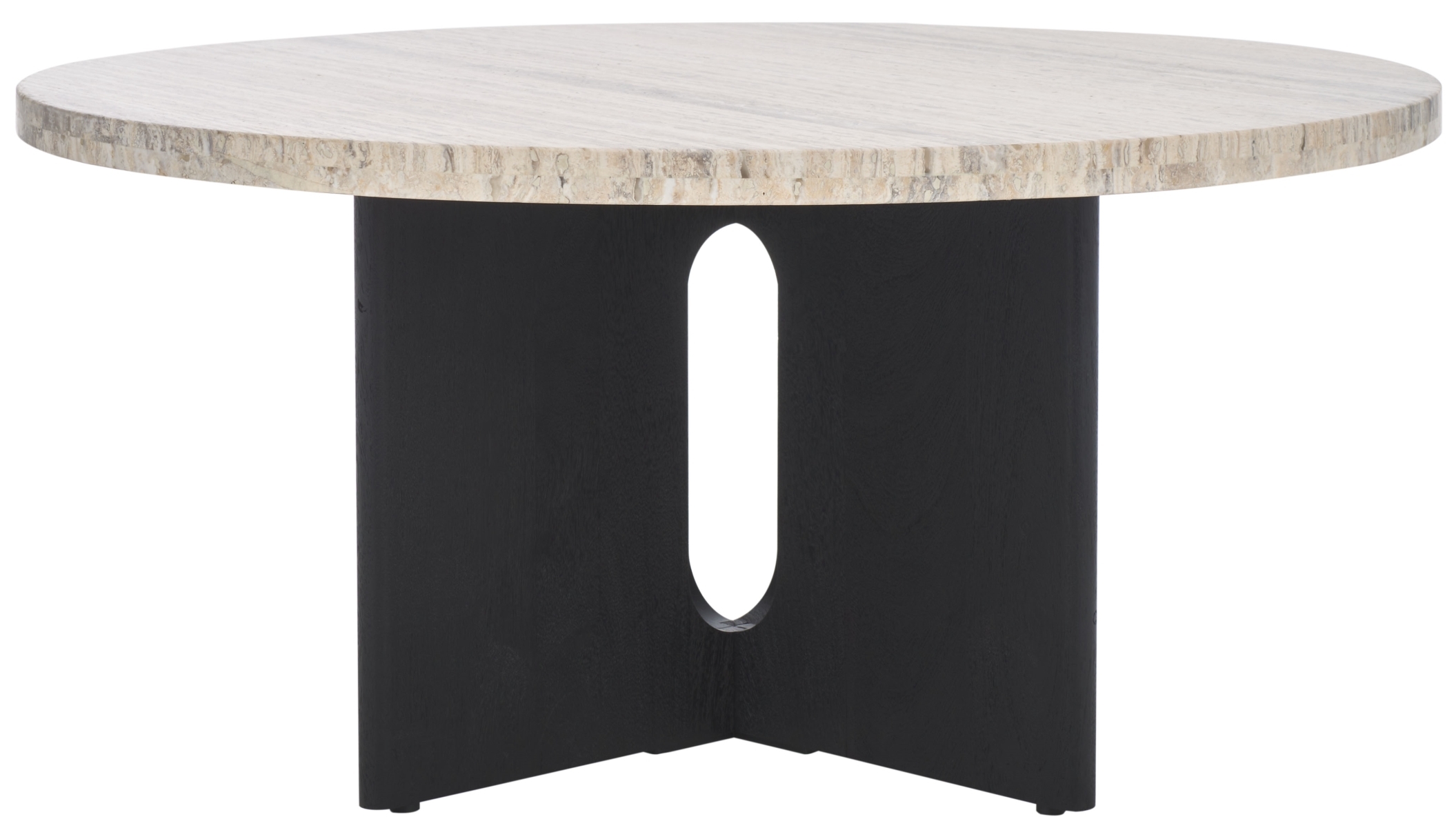 Shayna Travertine Coffee Table - Travertine/Black - Image 0