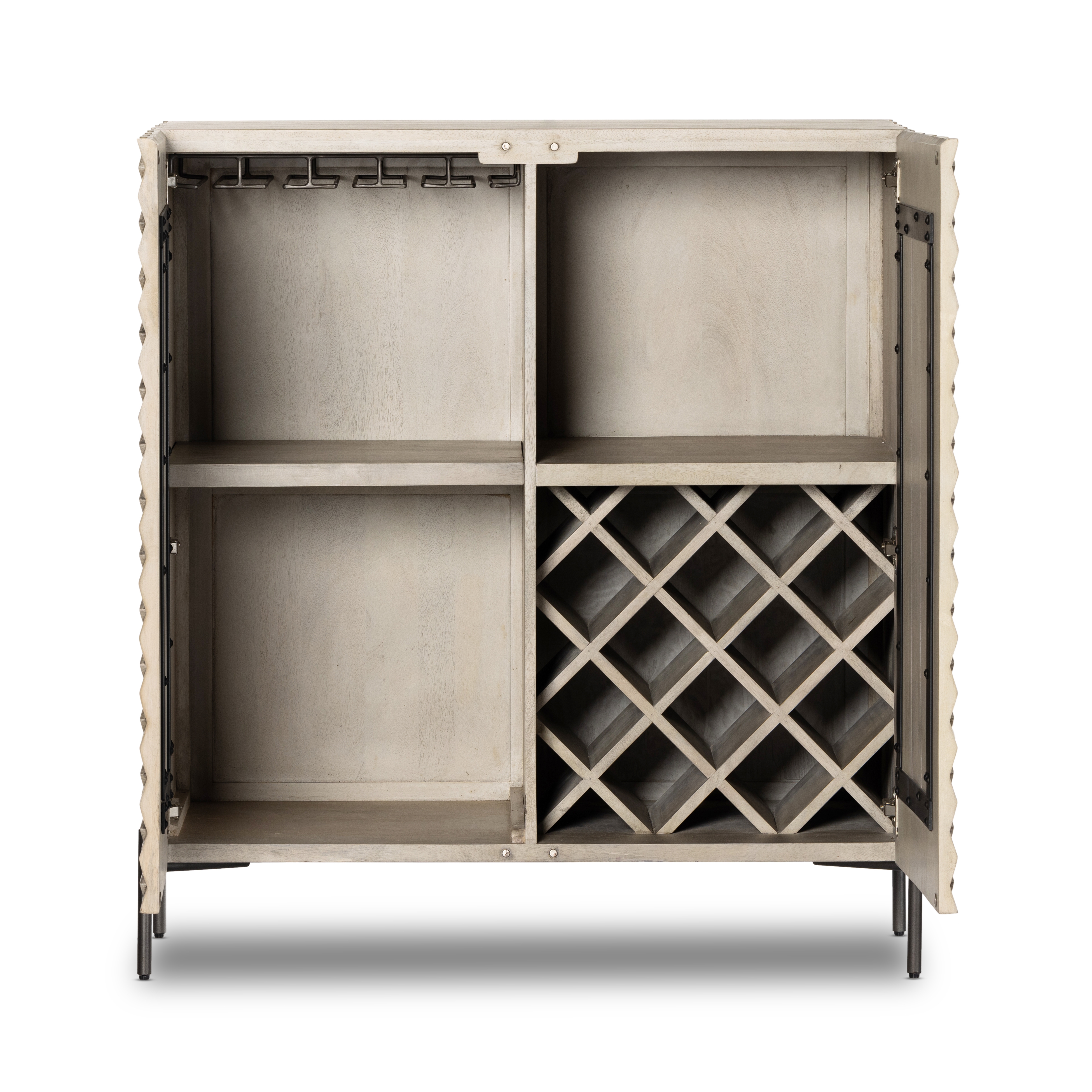 Raffael Bar Cabinet-Carvd Stonewash Grey - Image 4