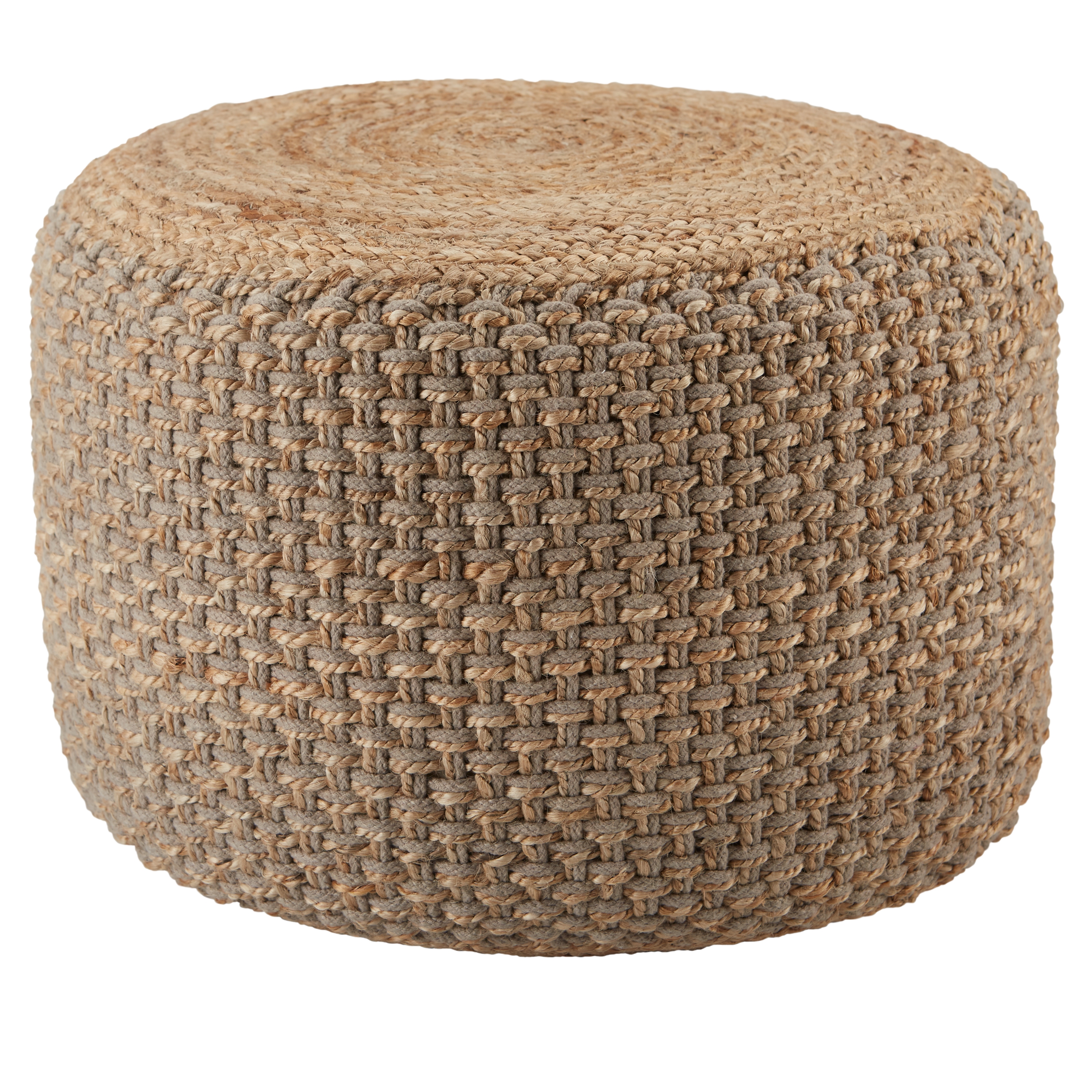 Kealani Trellis Gray/ Beige Cylinder Pouf - Image 0