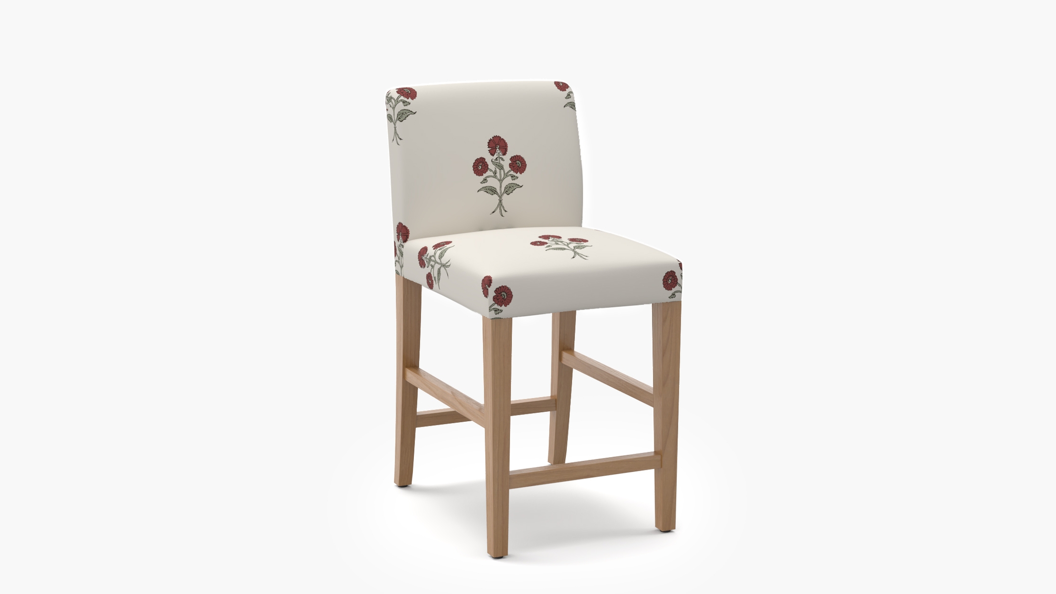 Signature Dining Counter Stool, Red Delphine, Natural Square Tapered Leg - Image 1