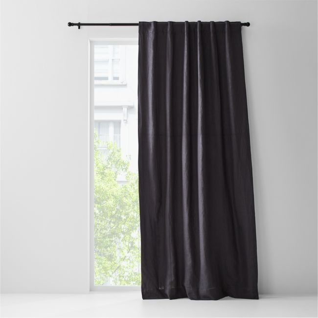 Storm Grey EUROPEAN FLAX ™-Certified Linen Blackout Window Curtain Panel 52"x84" - Image 0