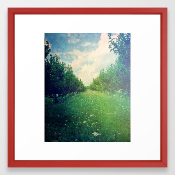 Apple Orchard In Spring Framed Art Print by Olivia Joy St.claire - Cozy Home Decor, - Vector Red - MEDIUM (Gallery)-22x22 - Image 0