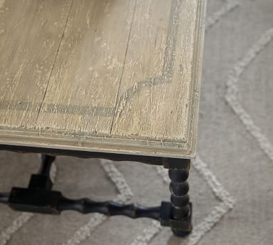 Stelio Rectangular Wood Coffee Table, Black &amp; Distressed White - Image 1