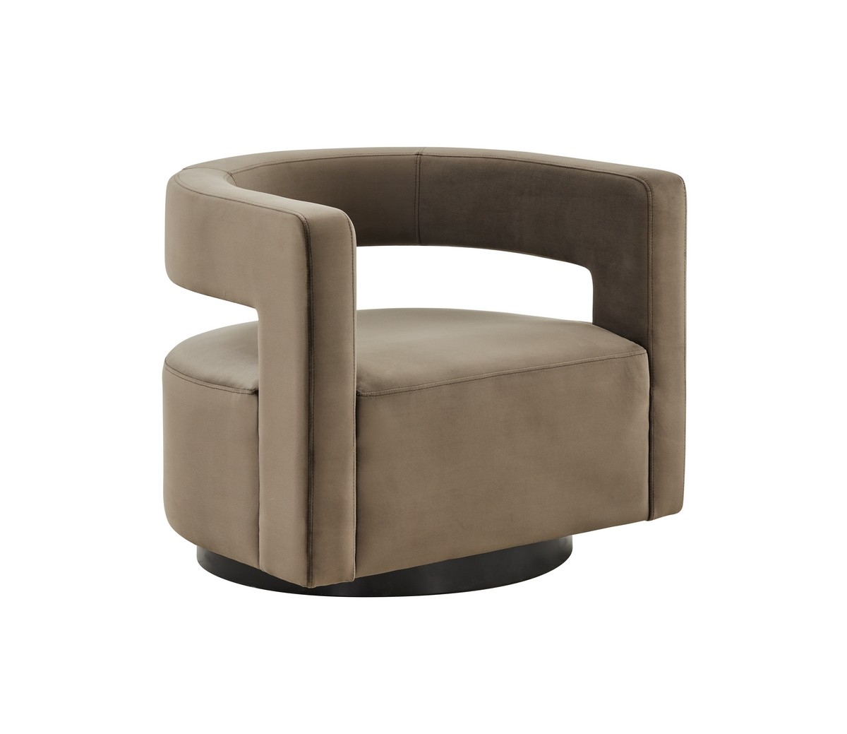 Edgar Velvet  Swivel Chair - Dark Brown - Image 3