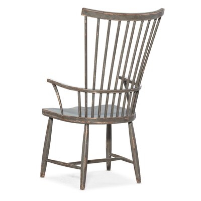 Solid Wood Windsor Back Arm Chair in Gray - Image 0