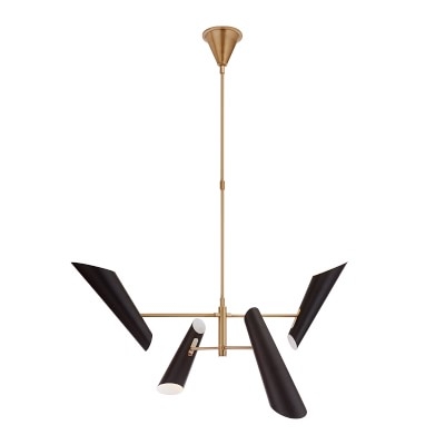 Franca Pivoting Chandelier With Black Shades, Small - Image 0