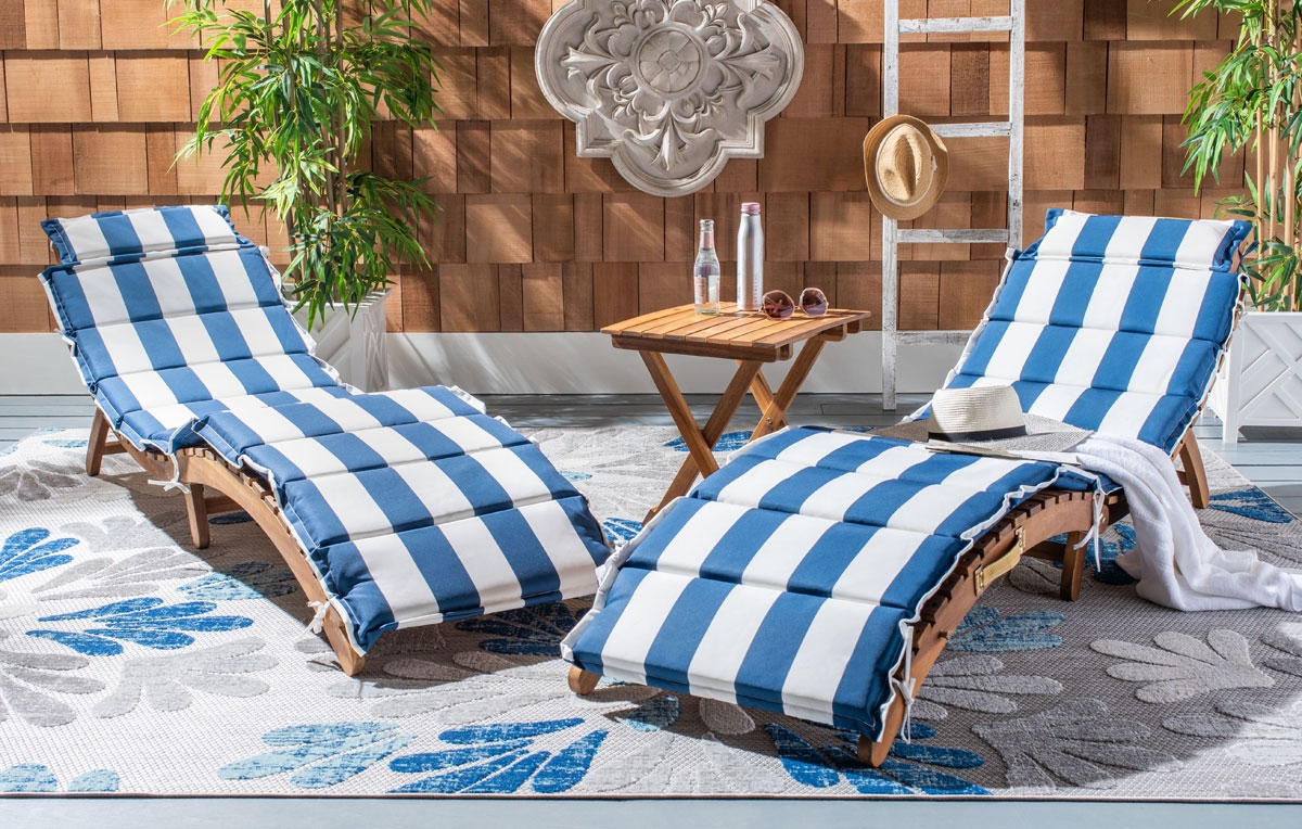 Pacifica 3 Piece Lounge Set - Natural/Navy Stripe - Safavieh - Image 1