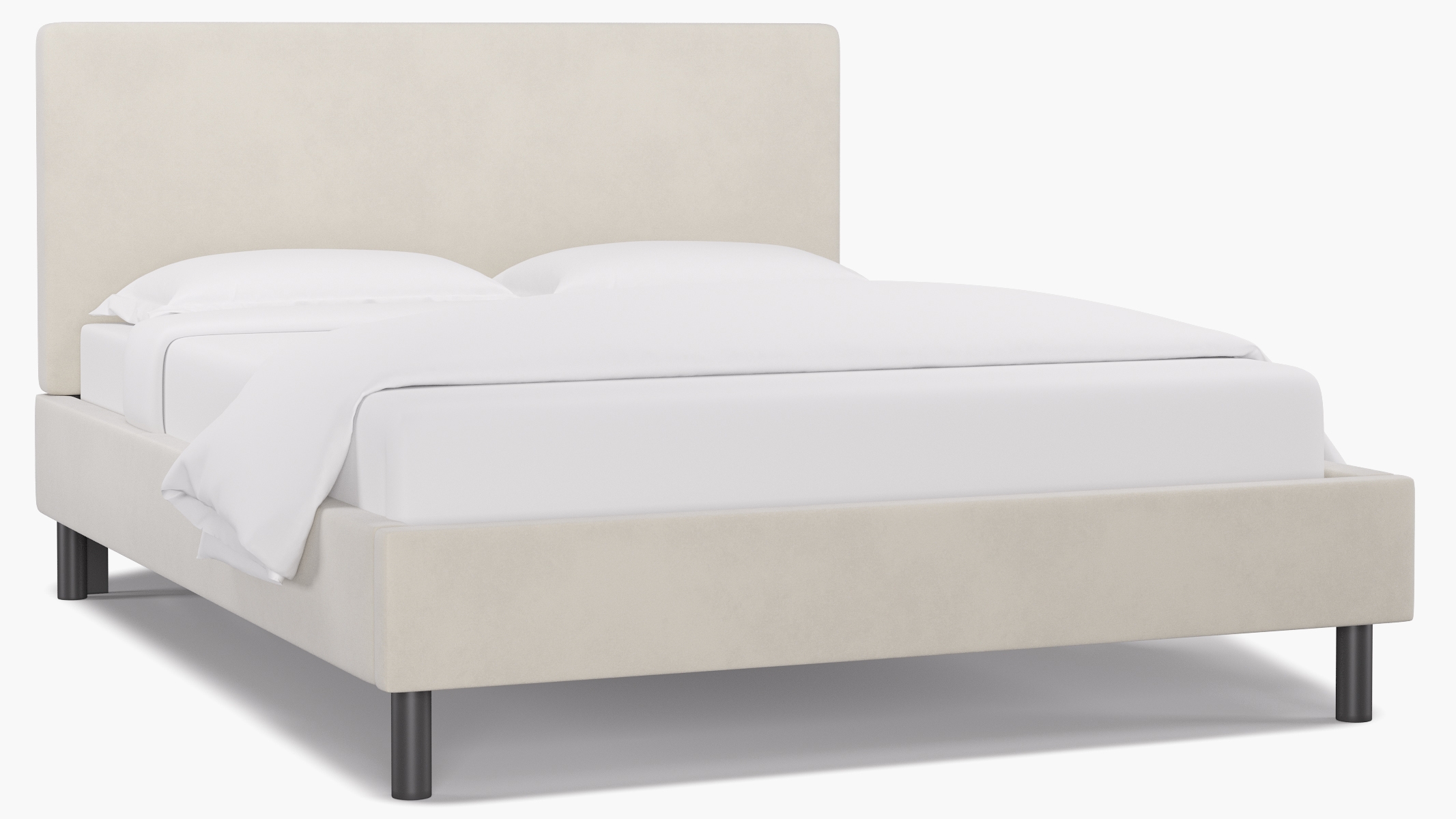 Tailored Platform Bed, White Classic Velvet, Queen - Image 1