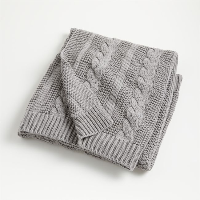 Chunky Knit Grey Blanket - Image 0
