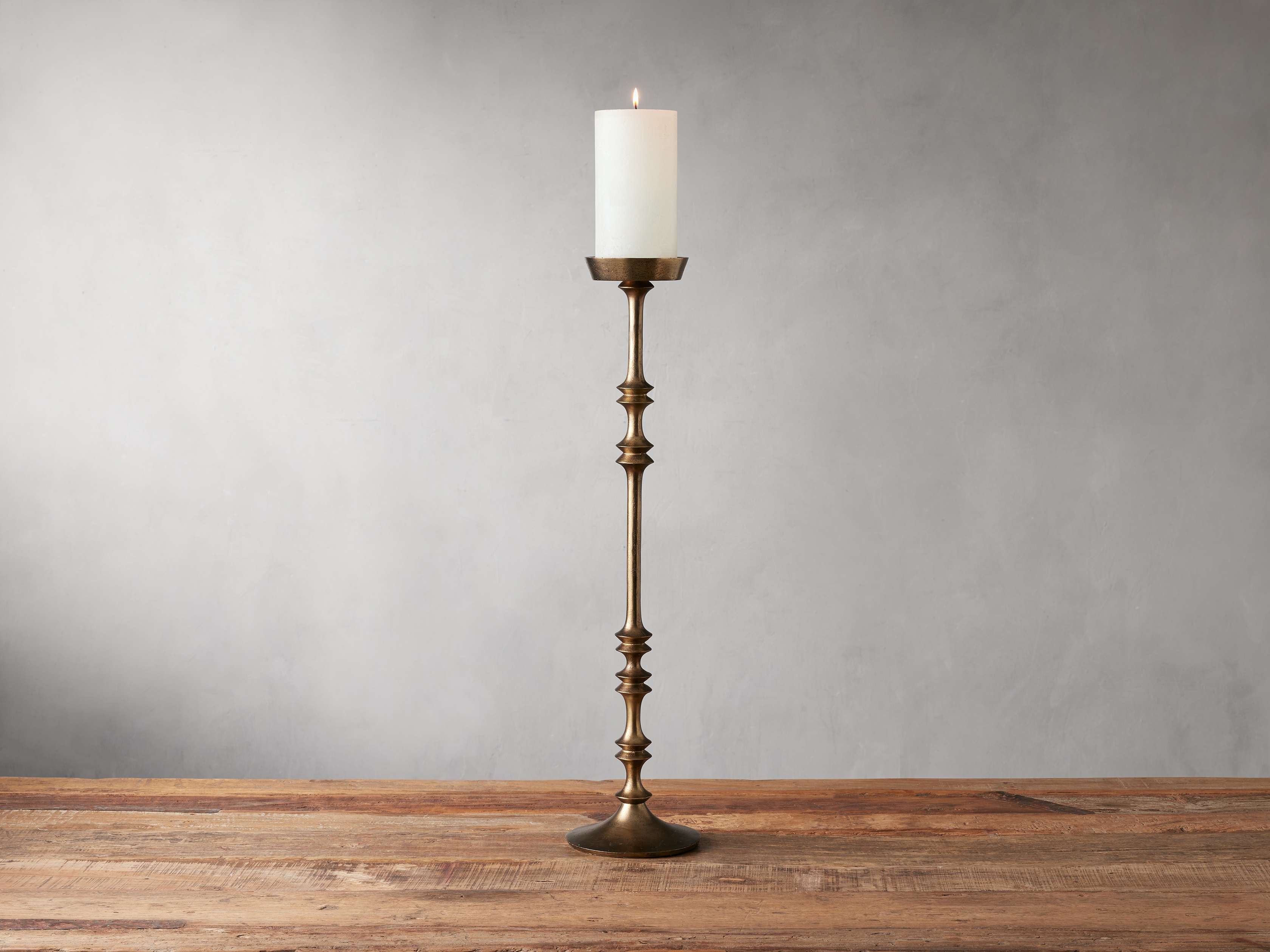 Camden Tall Pillar Holder in Aluminum Large Brass - Image 0