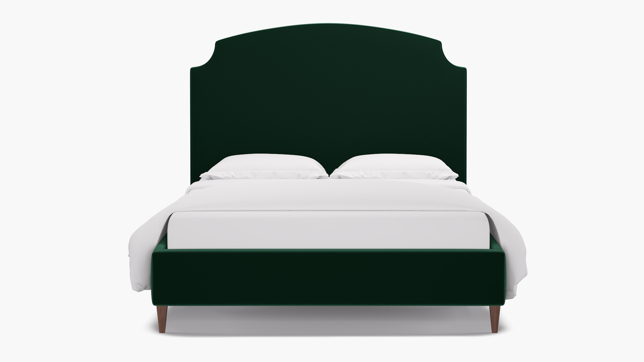 Cove Bed, Spruce Performance Plush Velvet, Walnut Square Tapered Leg, Queen - Image 0