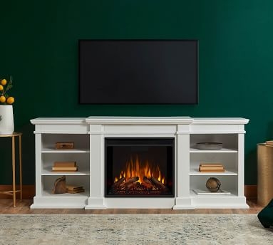Reedley Electric Fireplace Media Cabinet, White - Image 1