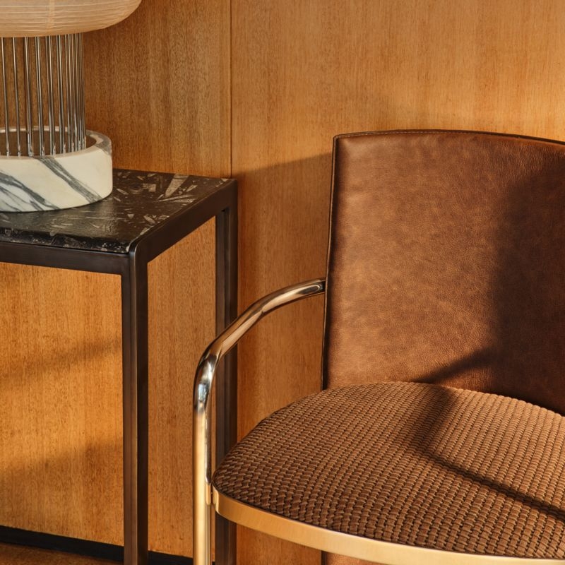 Somis Chestnut Brown Leather Dining Chair by Kravitz Design - Image 1