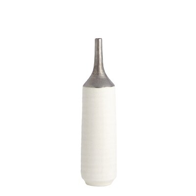 Two-Toned Vase-Silver/White-Sm - Image 0