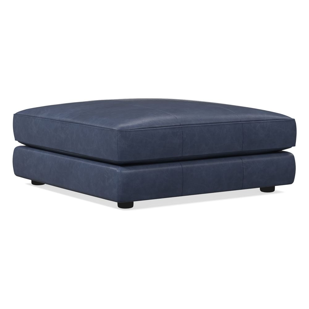 Haven Ottoman, Poly, Ludlow Leather, Navy - Image 0
