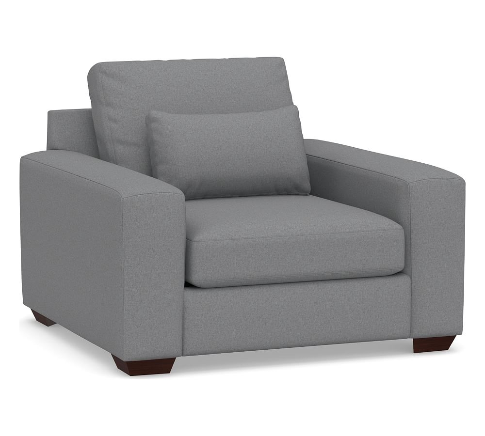 Big Sur Square Arm Upholstered Deep Seat Armchair, Down Blend Wrapped Cushions, Textured Twill Light Gray - Image 0