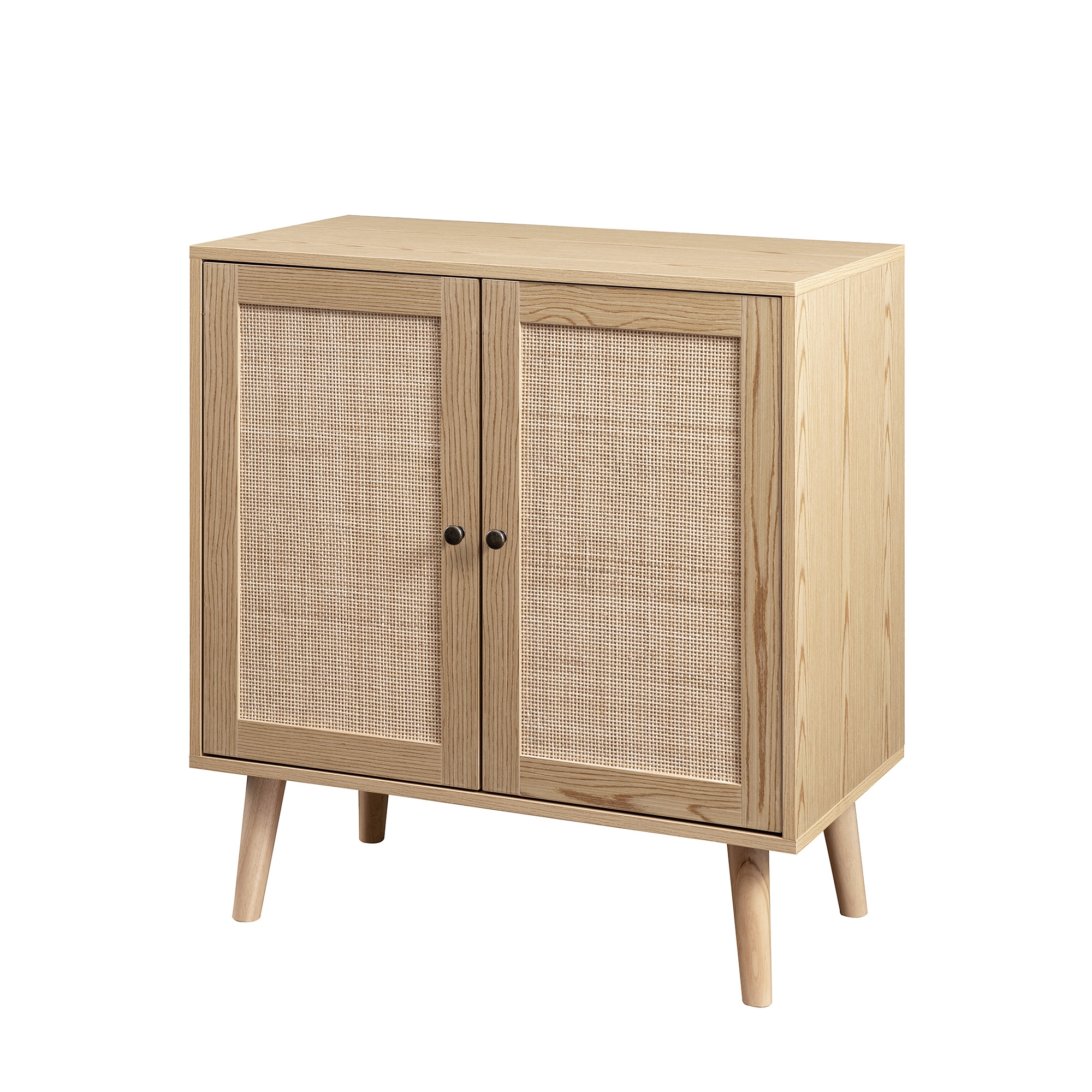 30" Wood and Rattan 2-Door Accent Cabinet - Image 2