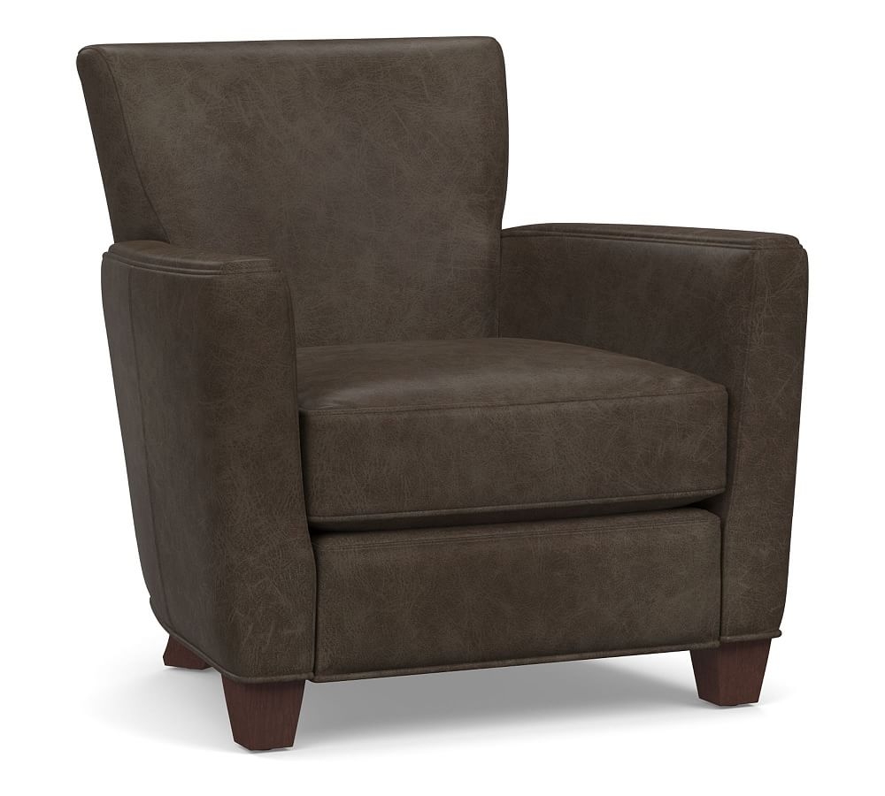 Irving Square Arm Leather Recliner, Polyester Wrapped Cushions, Statesville Wolf Gray - Image 0