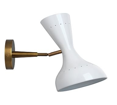Parsons Wall Sconce, White Lacquer and Antique Brass - Image 0