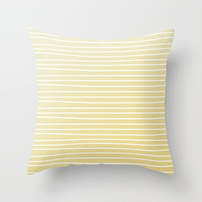 Simple Sunflower Yellow And Stripes Throw Pillow by Leah Flores - Cover (24" x 24") With Pillow Insert - Indoor Pillow - Image 0