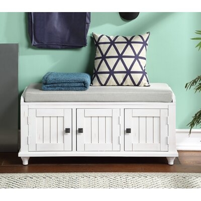 Homes Collection Wood Storage Bench With 2 Cabinets - Image 0