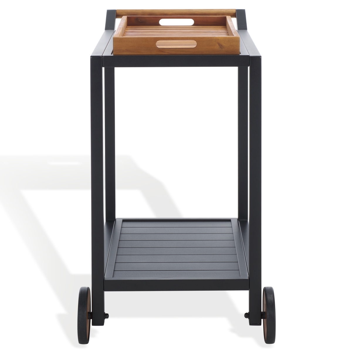 Tonga Aluminum Outdoor Bar Cart - Black/Natural - Image 2