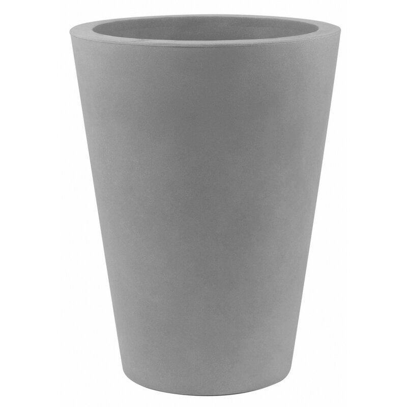 Vondom Cono Resin Pot Planter Color: Steel, Size: 10.25" H x 11.75" W x 11.75" D - Image 0