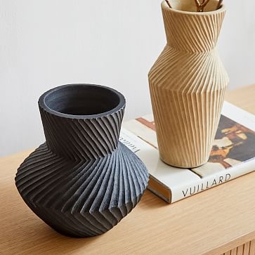 Asher Ceramic Floor Vases Floor Vase Black Earthenware Large - Image 1