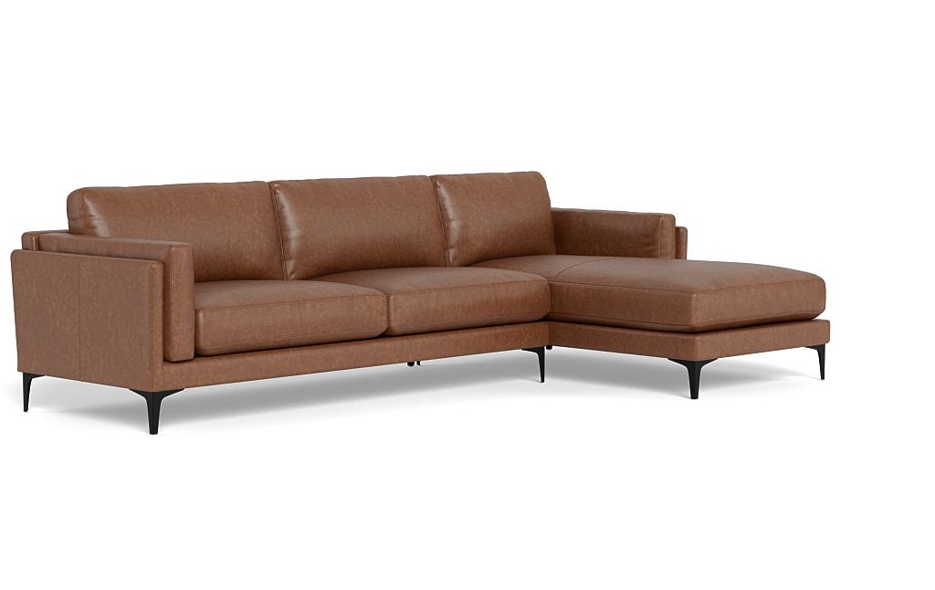 Gaby Leather 3-Seat Right Chaise Sectional - Image 1