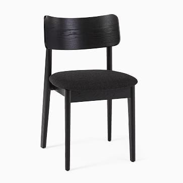 Lalia Dining Chair, Chunky Basketweave, Charcoal, Black - Image 1