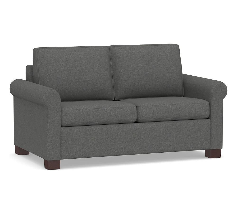 Cameron Roll Arm Upholstered Deluxe Full Sleeper Sofa, Polyester Wrapped Cushions, Park Weave Charcoal - Image 0