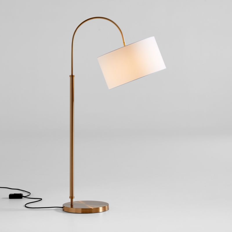 Petite Brass Adjustable Arc Floor Lamp - Image 1