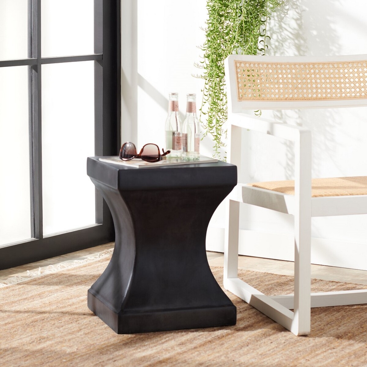Curby In/Outdoor Accent Stool - Black - Safavieh - Image 1