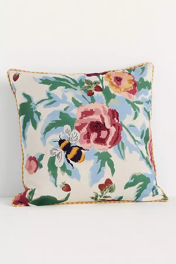 Camilia Cotton Embroidered Printed Floral Pillow - Image 0