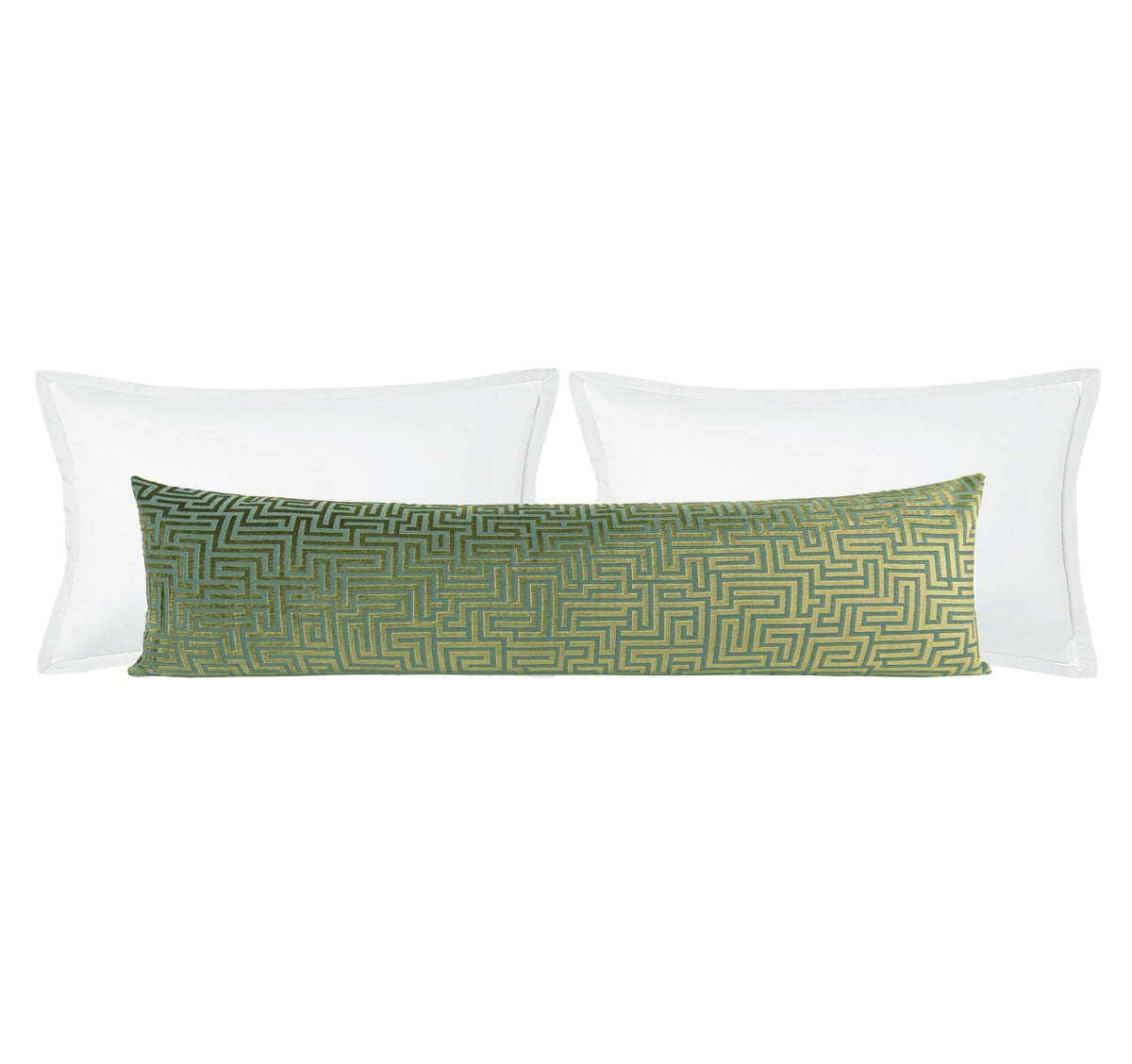 THE XL LUMBAR :: LABYRINTH CUT VELVET // OLIVE JADE - 14" X 48" - Image 0