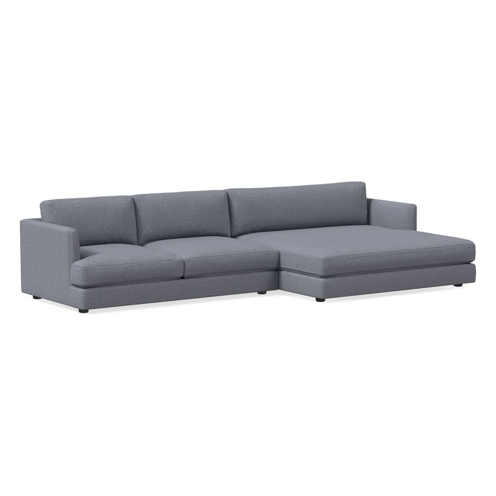 Haven 127" Right Multi Seat Double Wide Chaise Sectional, Standard Depth, Yarn Dyed Linen Weave, graphite - Image 0
