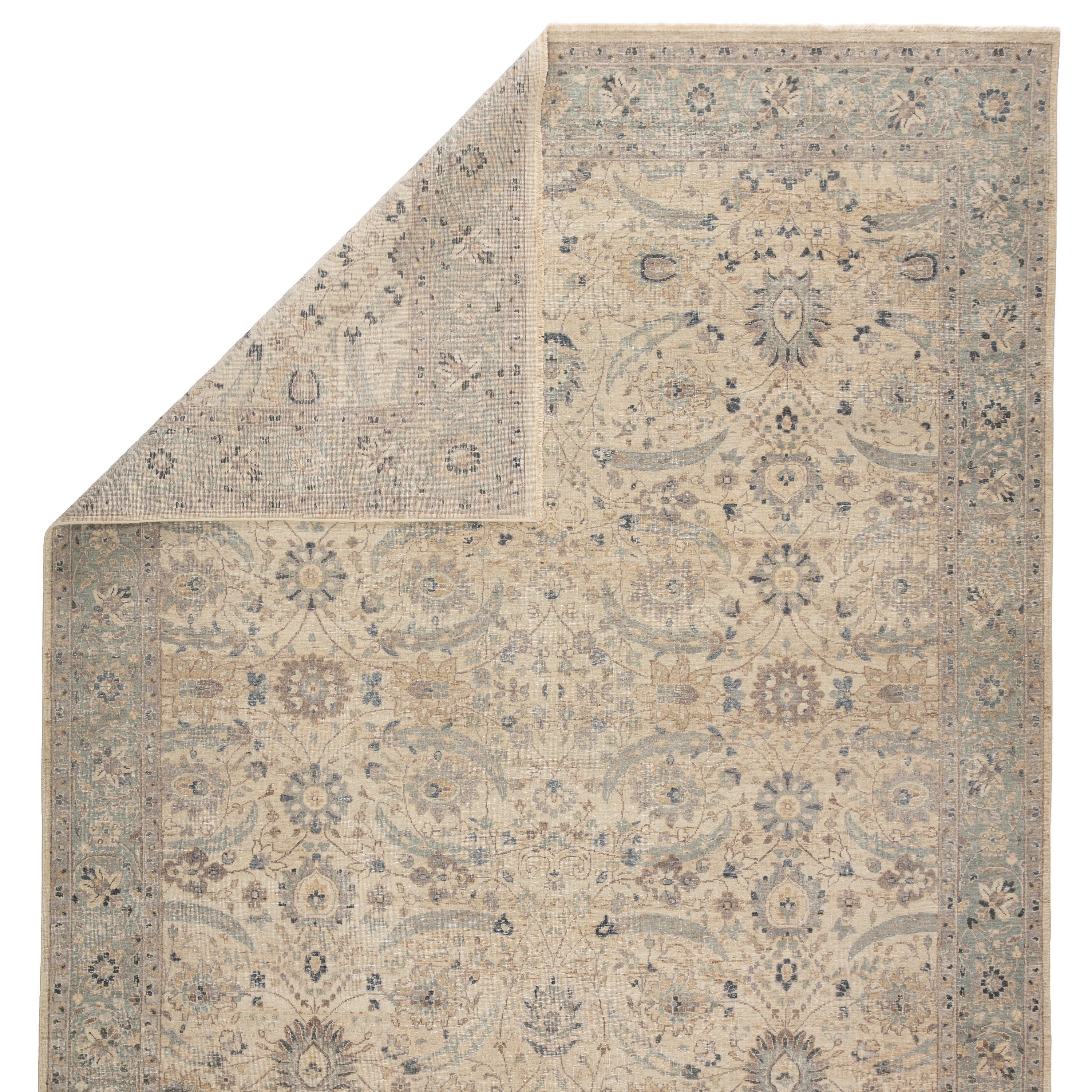 Merey Hand-Knotted Oriental Gray/ Beige Area Rug (9'X12') - Image 2