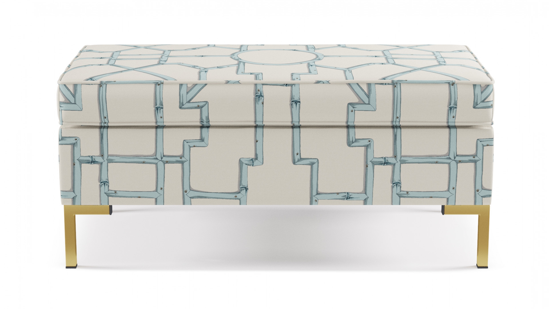 Modern Bench, Blue Baldwin Bamboo, Brass - Image 0