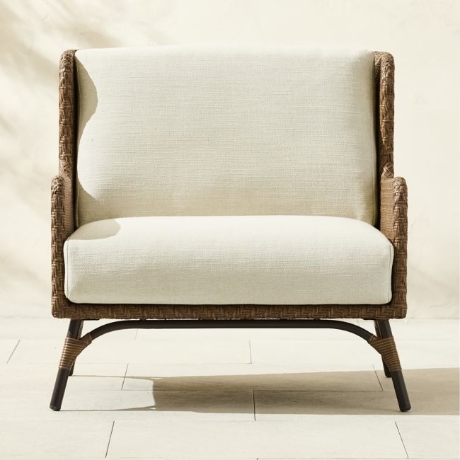 Astoria All-Weather Rattan Outdoor Lounge Chair with Warm White Sunbrella® Cushions - Image 0