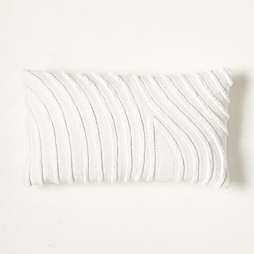 Textured Waves Pillow Cover, 18"x18", White - Image 3