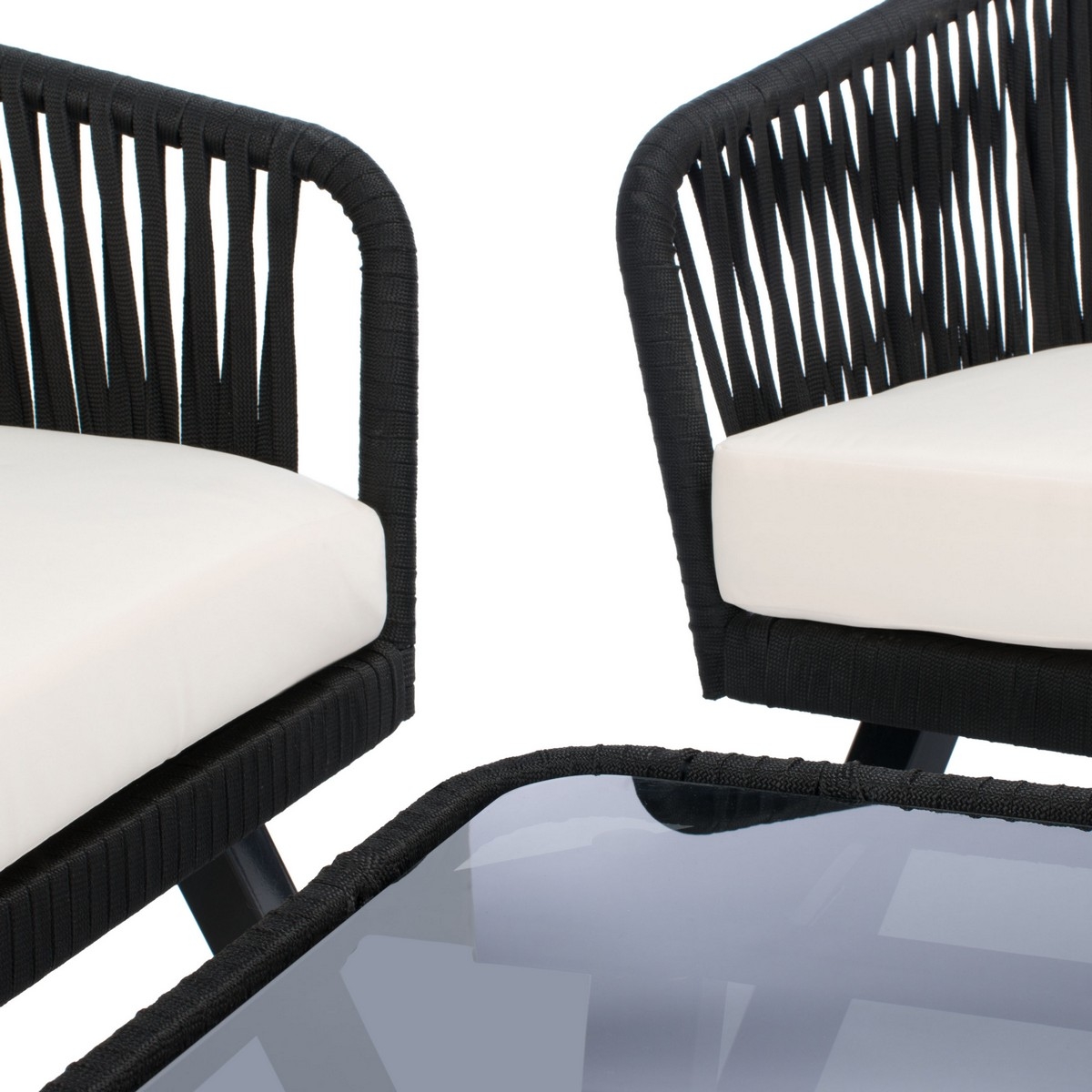 Jorda 4 Pc Rope Living Set - Black/Beige - Safavieh - Image 3