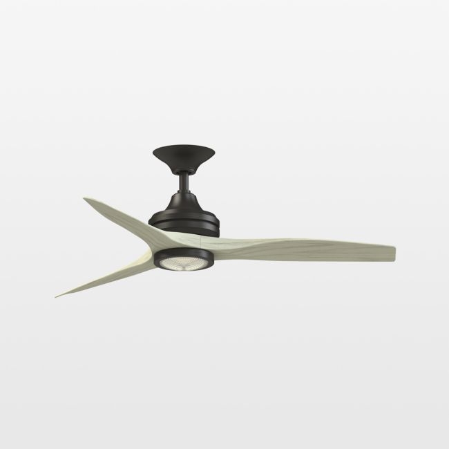 Spitfire 48" Dark Bronze/Light Oak Ceiling Fan with LED Light Indoor/Outdoor - Image 0
