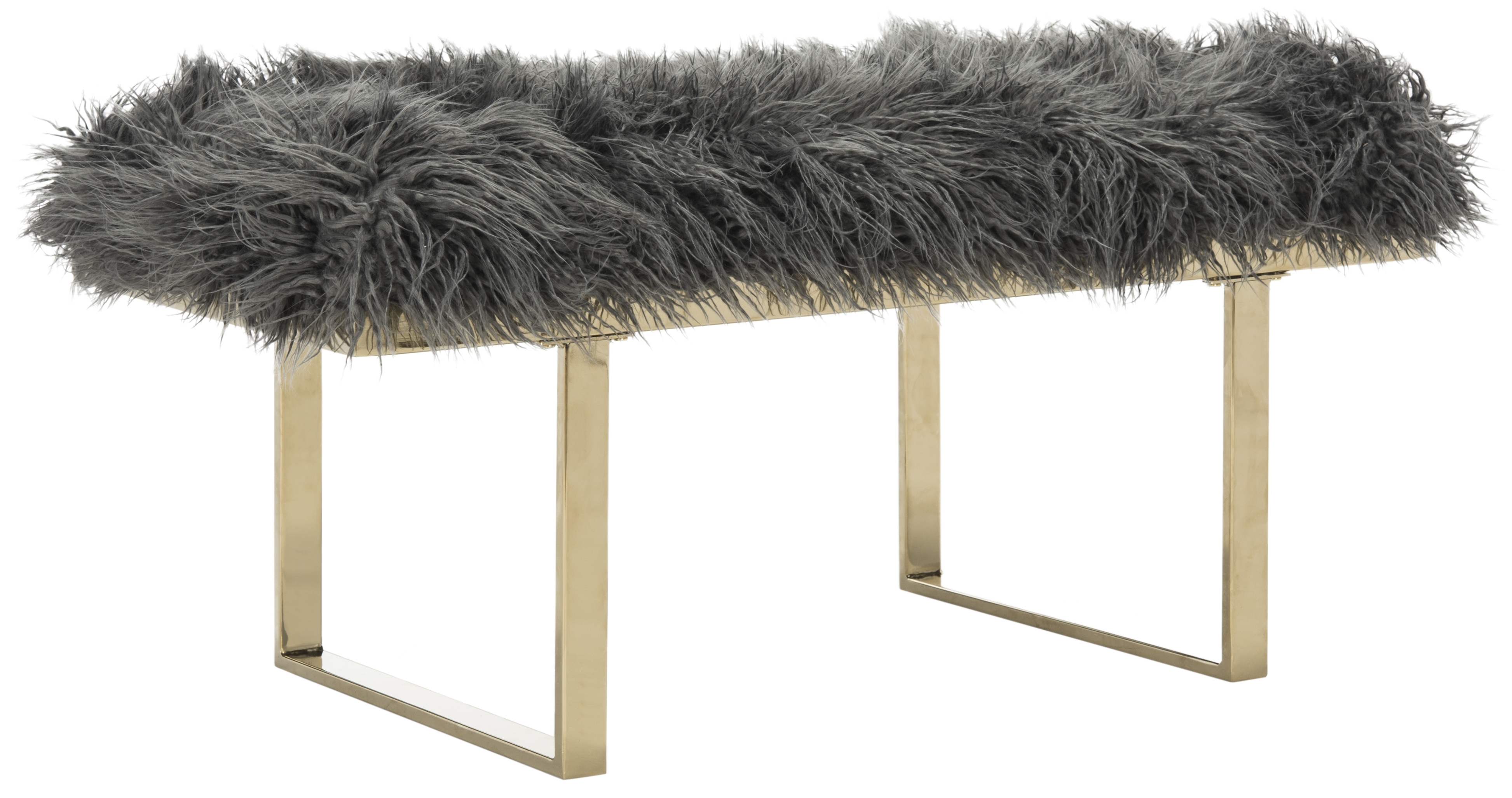 Maia Faux Sheepskin Bench - Grey - Safavieh - Image 2
