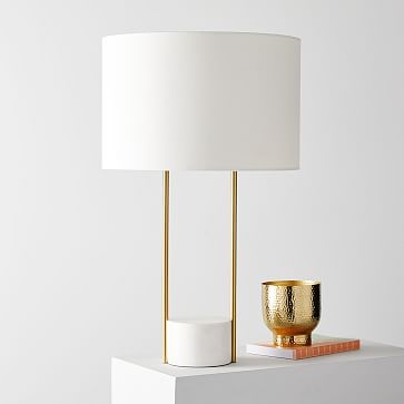 Industrial Outline Table Lamp Concrete White Linen (27") - Image 2